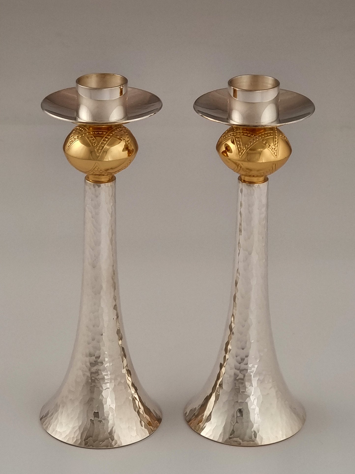 Hammered silver candle holders by Yemini silversmiths