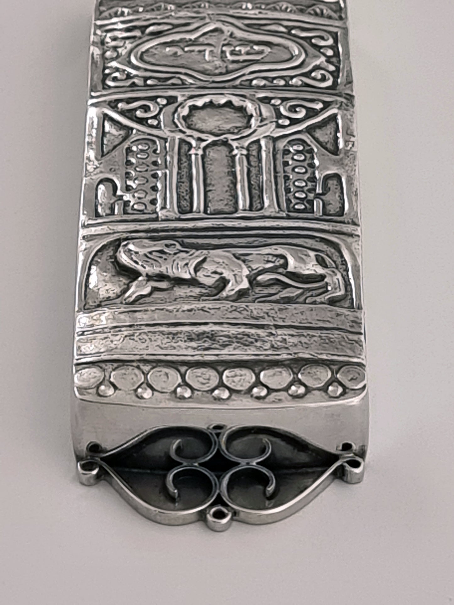 SHADAI and a lion on 1925 Bezalel Mezuzah