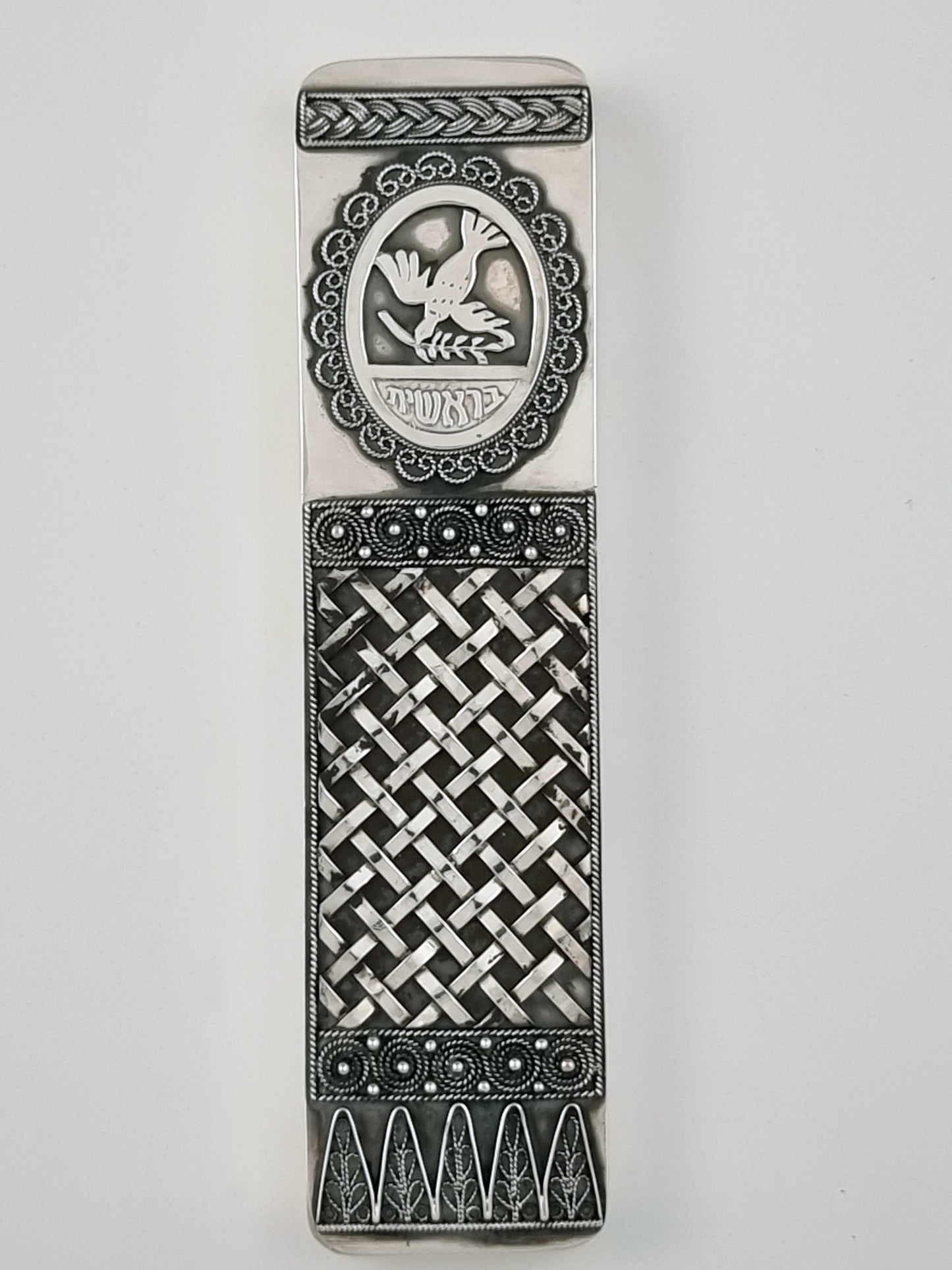 Be'reshit Mezuzah Shows Noah's dove with the olive branch