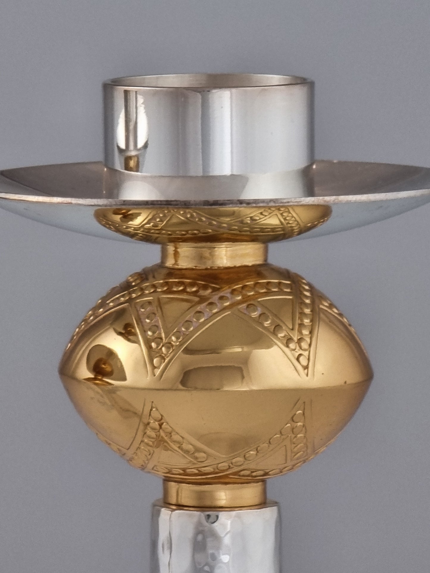 Head of David candlestick with a gold plated sphere