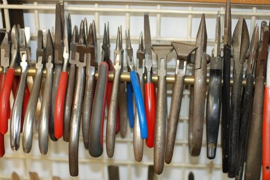Various pliers are employed in the making of our fine Judaica