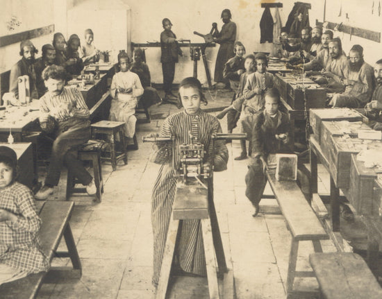 Our founder Yehia Yemini in the center of the Bezalel silver department 1908