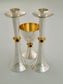 Golden ribbon with garnet stones on sterling silver Kiddush set by Yemini