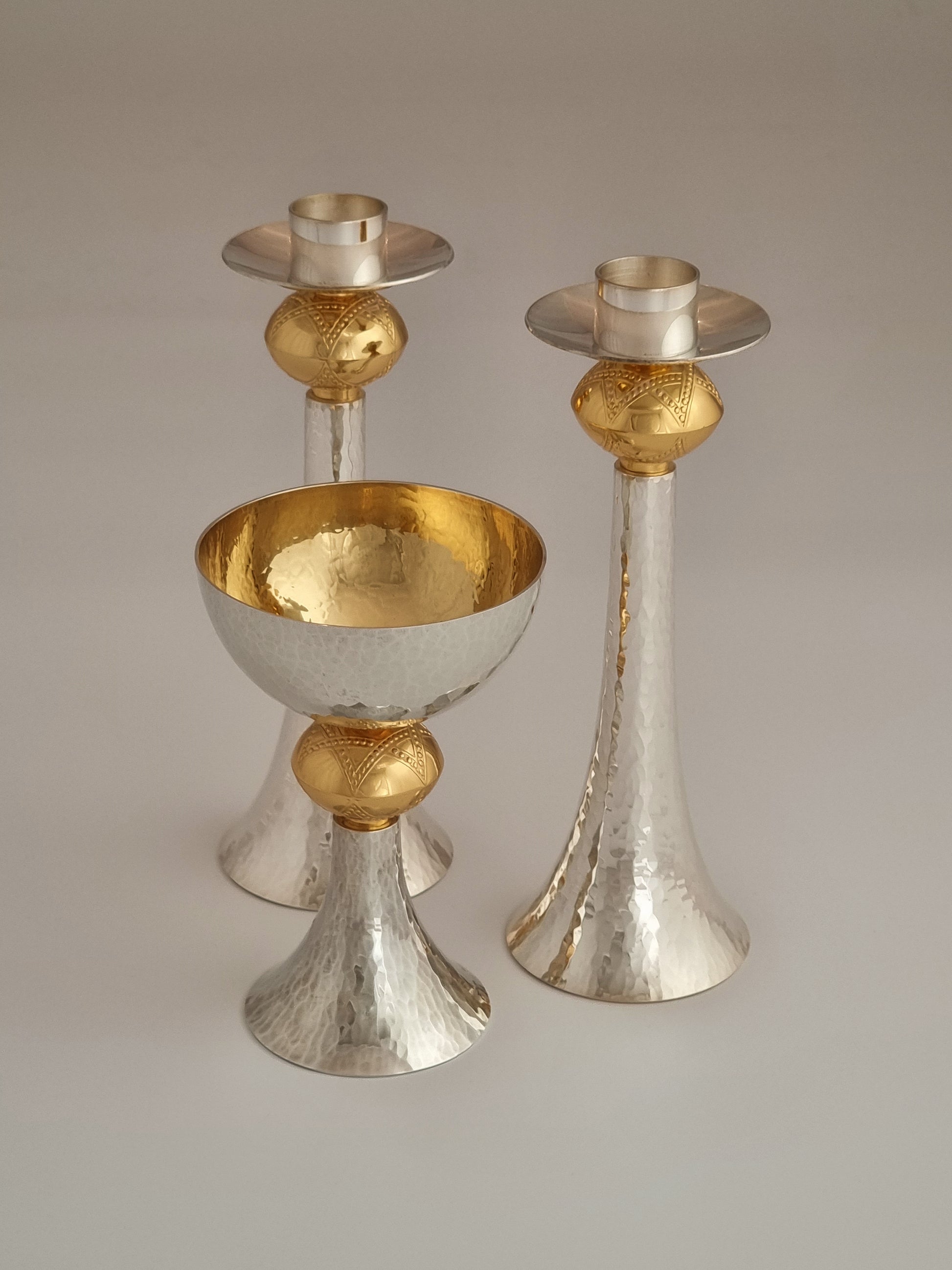 Silver Kiddush cup and candlesticks of the David set