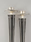 Isaac classic candlesticks show delicate filigree work along with large round polished areas.